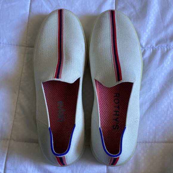 Rothy’s x Evian Limited Edition Slip On Sneakers Womens 8.5 White Made in China - Picture 13 of 15